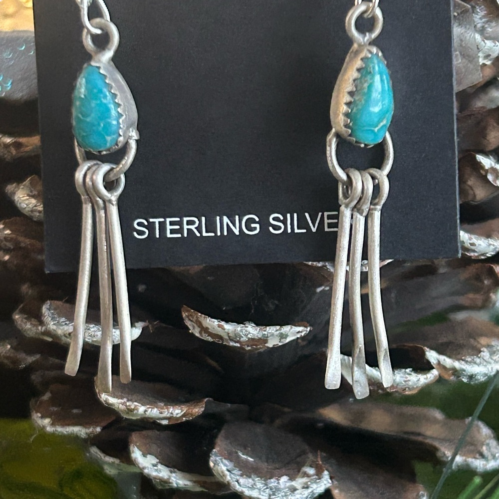 925 white water turquoise earrings - Picture 3 of 4